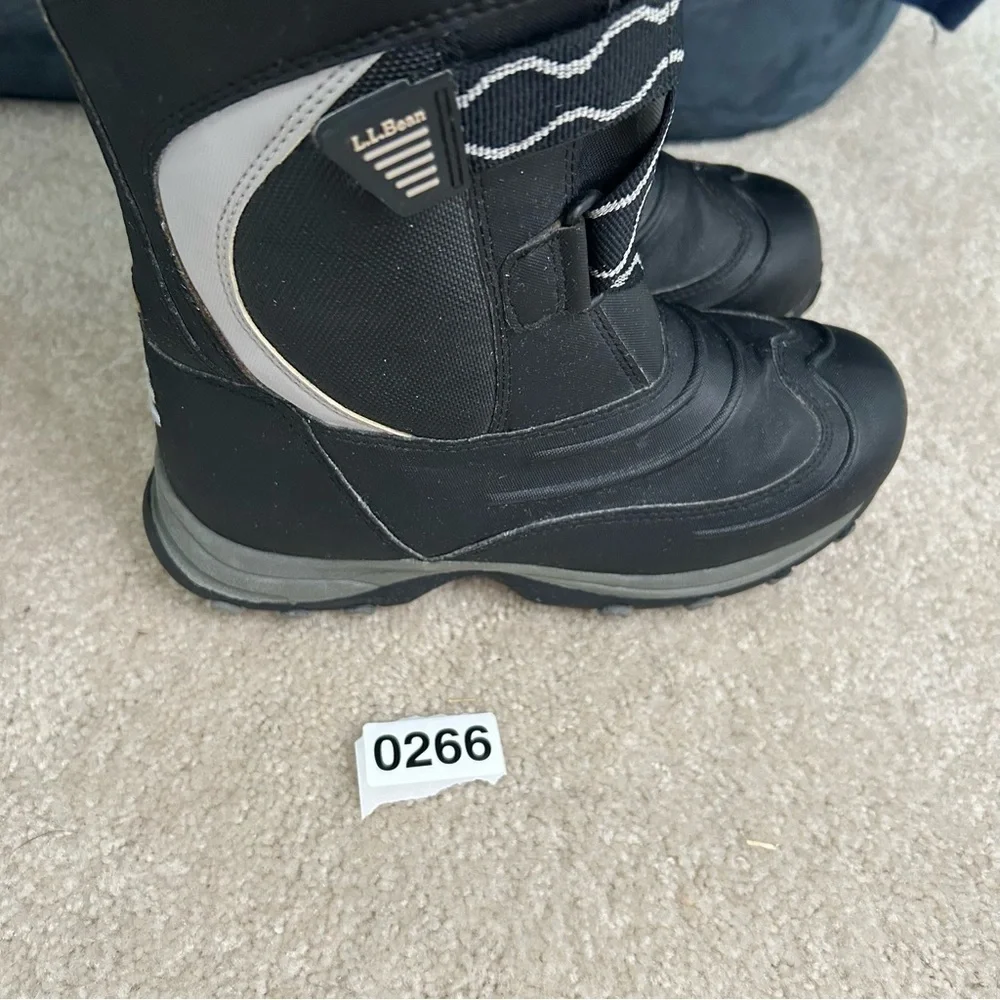 L.L. Bean Snow Tread Youth Boy's Size 3 Shoes Black Gray Waterproof Winter Boot
